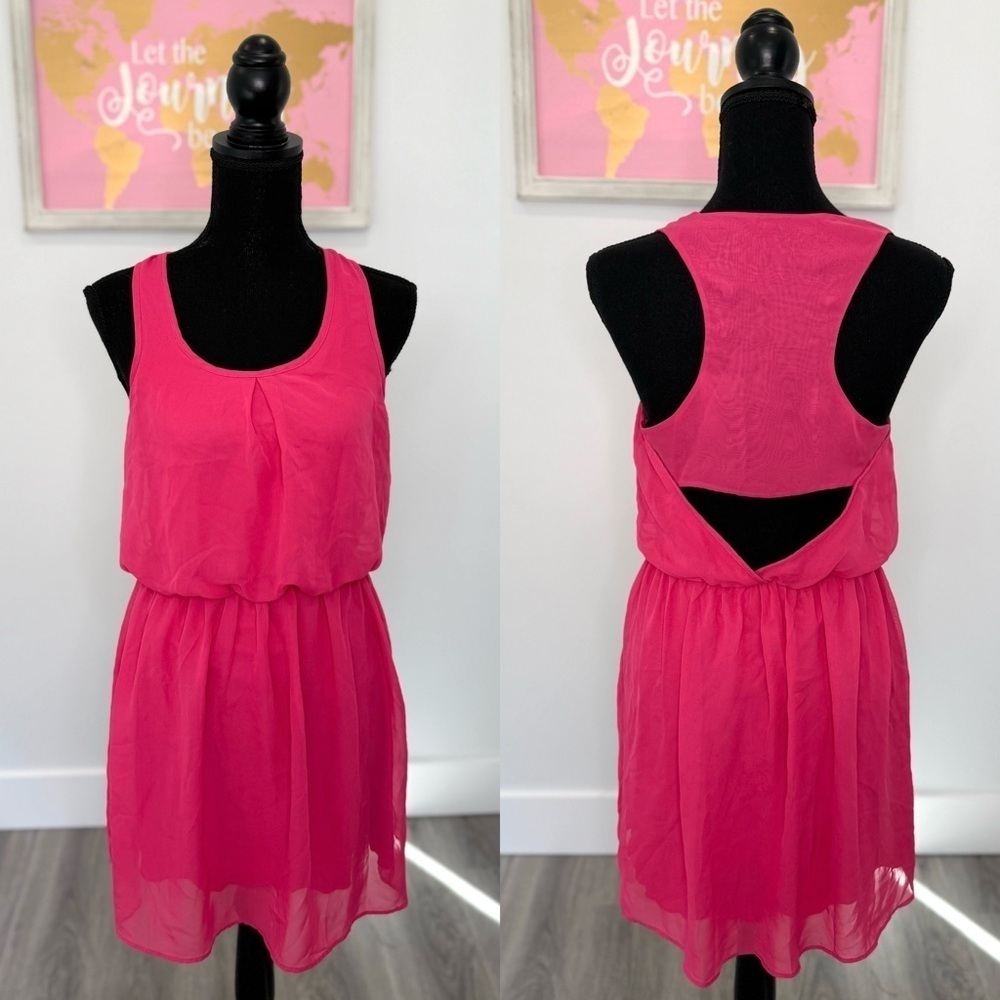 City Triangle Cinched Waist Pink Sleeveless Midi Dress (S)